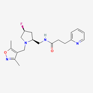 molecular formula C19H25FN4O2 B6867570 N-[[(2S,4S)-1-[(3,5-dimethyl-1,2-oxazol-4-yl)methyl]-4-fluoropyrrolidin-2-yl]methyl]-3-pyridin-2-ylpropanamide 