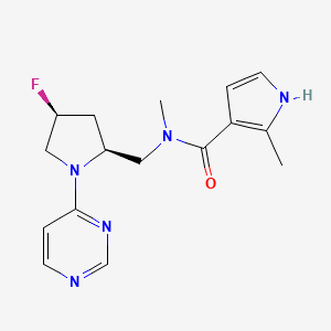 molecular formula C16H20FN5O B6867599 N-[[(2S,4S)-4-fluoro-1-pyrimidin-4-ylpyrrolidin-2-yl]methyl]-N,2-dimethyl-1H-pyrrole-3-carboxamide 