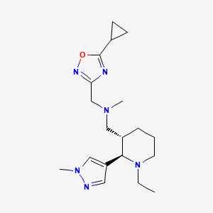 molecular formula C19H30N6O B6867654 N-[(5-cyclopropyl-1,2,4-oxadiazol-3-yl)methyl]-1-[(2R,3S)-1-ethyl-2-(1-methylpyrazol-4-yl)piperidin-3-yl]-N-methylmethanamine 