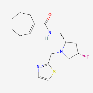 molecular formula C17H24FN3OS B6867663 N-[[(2S,4S)-4-fluoro-1-(1,3-thiazol-2-ylmethyl)pyrrolidin-2-yl]methyl]cycloheptene-1-carboxamide 