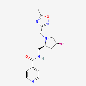 molecular formula C15H18FN5O2 B6867668 N-[[(2S,4S)-4-fluoro-1-[(5-methyl-1,2,4-oxadiazol-3-yl)methyl]pyrrolidin-2-yl]methyl]pyridine-4-carboxamide 