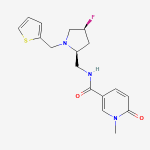 molecular formula C17H20FN3O2S B6867674 N-[[(2S,4S)-4-fluoro-1-(thiophen-2-ylmethyl)pyrrolidin-2-yl]methyl]-1-methyl-6-oxopyridine-3-carboxamide 