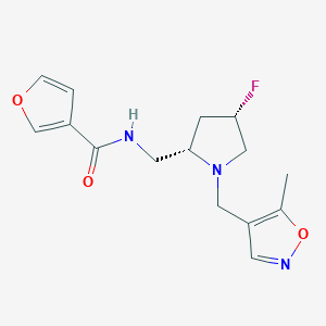 molecular formula C15H18FN3O3 B6867686 N-[[(2S,4S)-4-fluoro-1-[(5-methyl-1,2-oxazol-4-yl)methyl]pyrrolidin-2-yl]methyl]furan-3-carboxamide 