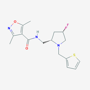 molecular formula C16H20FN3O2S B6867693 N-[[(2S,4S)-4-fluoro-1-(thiophen-2-ylmethyl)pyrrolidin-2-yl]methyl]-3,5-dimethyl-1,2-oxazole-4-carboxamide 
