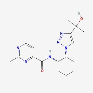 molecular formula C17H24N6O2 B6867766 N-[(1S,2R)-2-[4-(2-hydroxypropan-2-yl)triazol-1-yl]cyclohexyl]-2-methylpyrimidine-4-carboxamide 