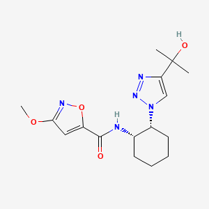 molecular formula C16H23N5O4 B6867782 N-[(1S,2R)-2-[4-(2-hydroxypropan-2-yl)triazol-1-yl]cyclohexyl]-3-methoxy-1,2-oxazole-5-carboxamide 