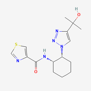 molecular formula C15H21N5O2S B6867796 N-[(1S,2R)-2-[4-(2-hydroxypropan-2-yl)triazol-1-yl]cyclohexyl]-1,3-thiazole-4-carboxamide 
