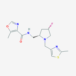 molecular formula C15H19FN4O2S B6867797 N-[[(2S,4S)-4-fluoro-1-[(2-methyl-1,3-thiazol-4-yl)methyl]pyrrolidin-2-yl]methyl]-5-methyl-1,3-oxazole-4-carboxamide 