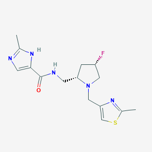 molecular formula C15H20FN5OS B6867805 N-[[(2S,4S)-4-fluoro-1-[(2-methyl-1,3-thiazol-4-yl)methyl]pyrrolidin-2-yl]methyl]-2-methyl-1H-imidazole-5-carboxamide 
