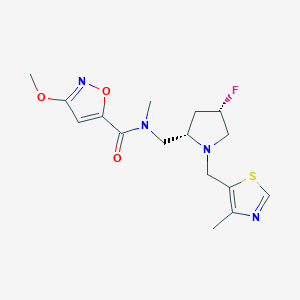 molecular formula C16H21FN4O3S B6867814 N-[[(2S,4S)-4-fluoro-1-[(4-methyl-1,3-thiazol-5-yl)methyl]pyrrolidin-2-yl]methyl]-3-methoxy-N-methyl-1,2-oxazole-5-carboxamide 