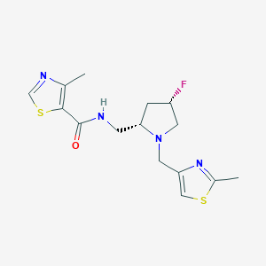molecular formula C15H19FN4OS2 B6867824 N-[[(2S,4S)-4-fluoro-1-[(2-methyl-1,3-thiazol-4-yl)methyl]pyrrolidin-2-yl]methyl]-4-methyl-1,3-thiazole-5-carboxamide 