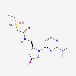 molecular formula C15H24FN5O3S B6867828 N-[[(2S,4S)-1-[2-(dimethylamino)pyrimidin-4-yl]-4-fluoropyrrolidin-2-yl]methyl]-2-ethylsulfonylacetamide 