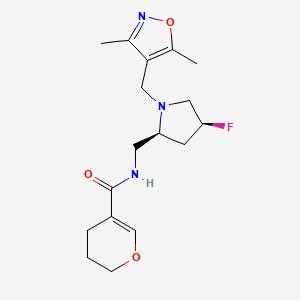 molecular formula C17H24FN3O3 B6867830 N-[[(2S,4S)-1-[(3,5-dimethyl-1,2-oxazol-4-yl)methyl]-4-fluoropyrrolidin-2-yl]methyl]-3,4-dihydro-2H-pyran-5-carboxamide 