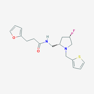 molecular formula C17H21FN2O2S B6867895 N-[[(2S,4S)-4-fluoro-1-(thiophen-2-ylmethyl)pyrrolidin-2-yl]methyl]-3-(furan-2-yl)propanamide 