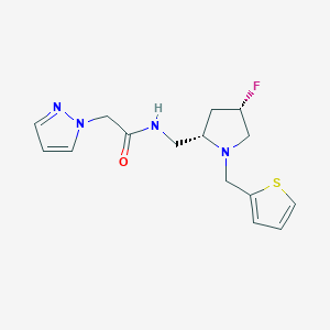 molecular formula C15H19FN4OS B6867898 N-[[(2S,4S)-4-fluoro-1-(thiophen-2-ylmethyl)pyrrolidin-2-yl]methyl]-2-pyrazol-1-ylacetamide 