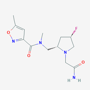 molecular formula C13H19FN4O3 B6867904 N-[[(2S,4S)-1-(2-amino-2-oxoethyl)-4-fluoropyrrolidin-2-yl]methyl]-N,5-dimethyl-1,2-oxazole-3-carboxamide 
