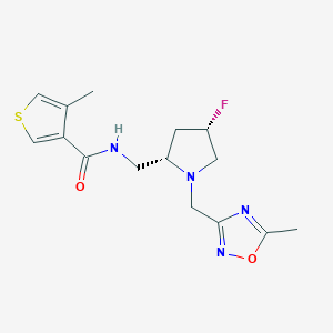 molecular formula C15H19FN4O2S B6867915 N-[[(2S,4S)-4-fluoro-1-[(5-methyl-1,2,4-oxadiazol-3-yl)methyl]pyrrolidin-2-yl]methyl]-4-methylthiophene-3-carboxamide 