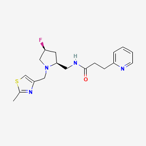 molecular formula C18H23FN4OS B6867938 N-[[(2S,4S)-4-fluoro-1-[(2-methyl-1,3-thiazol-4-yl)methyl]pyrrolidin-2-yl]methyl]-3-pyridin-2-ylpropanamide 