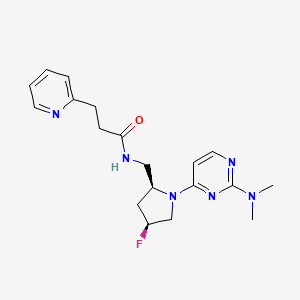 molecular formula C19H25FN6O B6867939 N-[[(2S,4S)-1-[2-(dimethylamino)pyrimidin-4-yl]-4-fluoropyrrolidin-2-yl]methyl]-3-pyridin-2-ylpropanamide 