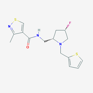 molecular formula C15H18FN3OS2 B6867979 N-[[(2S,4S)-4-fluoro-1-(thiophen-2-ylmethyl)pyrrolidin-2-yl]methyl]-3-methyl-1,2-thiazole-4-carboxamide 