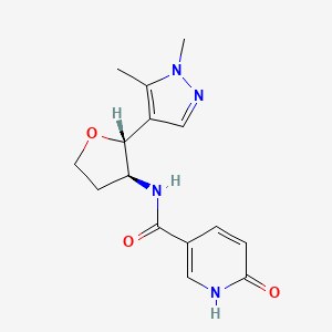 molecular formula C15H18N4O3 B6868033 N-[(2R,3S)-2-(1,5-dimethylpyrazol-4-yl)oxolan-3-yl]-6-oxo-1H-pyridine-3-carboxamide 
