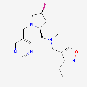 molecular formula C18H26FN5O B6868048 N-[(3-ethyl-5-methyl-1,2-oxazol-4-yl)methyl]-1-[(2S,4S)-4-fluoro-1-(pyrimidin-5-ylmethyl)pyrrolidin-2-yl]-N-methylmethanamine 