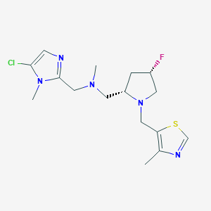 molecular formula C16H23ClFN5S B6868079 N-[(5-chloro-1-methylimidazol-2-yl)methyl]-1-[(2S,4S)-4-fluoro-1-[(4-methyl-1,3-thiazol-5-yl)methyl]pyrrolidin-2-yl]-N-methylmethanamine 