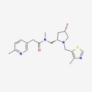 molecular formula C19H25FN4OS B6868096 N-[[(2S,4S)-4-fluoro-1-[(4-methyl-1,3-thiazol-5-yl)methyl]pyrrolidin-2-yl]methyl]-N-methyl-2-(6-methylpyridin-3-yl)acetamide 