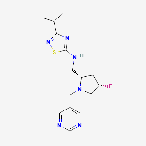 molecular formula C15H21FN6S B6868116 N-[[(2S,4S)-4-fluoro-1-(pyrimidin-5-ylmethyl)pyrrolidin-2-yl]methyl]-3-propan-2-yl-1,2,4-thiadiazol-5-amine 