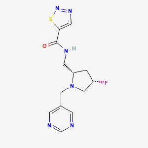 molecular formula C13H15FN6OS B6868129 N-[[(2S,4S)-4-fluoro-1-(pyrimidin-5-ylmethyl)pyrrolidin-2-yl]methyl]thiadiazole-5-carboxamide 