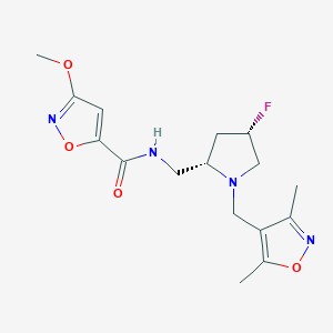 molecular formula C16H21FN4O4 B6868145 N-[[(2S,4S)-1-[(3,5-dimethyl-1,2-oxazol-4-yl)methyl]-4-fluoropyrrolidin-2-yl]methyl]-3-methoxy-1,2-oxazole-5-carboxamide 