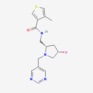 molecular formula C16H19FN4OS B6868150 N-[[(2S,4S)-4-fluoro-1-(pyrimidin-5-ylmethyl)pyrrolidin-2-yl]methyl]-4-methylthiophene-3-carboxamide 