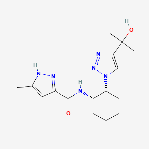 molecular formula C16H24N6O2 B6868165 N-[(1S,2R)-2-[4-(2-hydroxypropan-2-yl)triazol-1-yl]cyclohexyl]-5-methyl-1H-pyrazole-3-carboxamide 