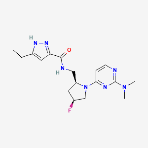 molecular formula C17H24FN7O B6868168 N-[[(2S,4S)-1-[2-(dimethylamino)pyrimidin-4-yl]-4-fluoropyrrolidin-2-yl]methyl]-5-ethyl-1H-pyrazole-3-carboxamide 