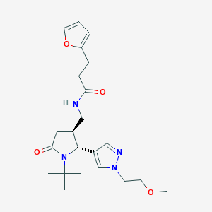 molecular formula C22H32N4O4 B6868204 N-[[(2R,3S)-1-tert-butyl-2-[1-(2-methoxyethyl)pyrazol-4-yl]-5-oxopyrrolidin-3-yl]methyl]-3-(furan-2-yl)propanamide 
