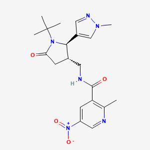 molecular formula C20H26N6O4 B6868205 N-[[(2R,3S)-1-tert-butyl-2-(1-methylpyrazol-4-yl)-5-oxopyrrolidin-3-yl]methyl]-2-methyl-5-nitropyridine-3-carboxamide 