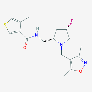 molecular formula C17H22FN3O2S B6868255 N-[[(2S,4S)-1-[(3,5-dimethyl-1,2-oxazol-4-yl)methyl]-4-fluoropyrrolidin-2-yl]methyl]-4-methylthiophene-3-carboxamide 