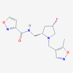 molecular formula C14H17FN4O3 B6868270 N-[[(2S,4S)-4-fluoro-1-[(5-methyl-1,2-oxazol-4-yl)methyl]pyrrolidin-2-yl]methyl]-1,2-oxazole-3-carboxamide 