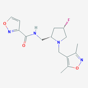 molecular formula C15H19FN4O3 B6868277 N-[[(2S,4S)-1-[(3,5-dimethyl-1,2-oxazol-4-yl)methyl]-4-fluoropyrrolidin-2-yl]methyl]-1,2-oxazole-3-carboxamide 