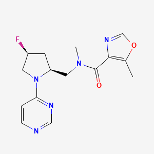 molecular formula C15H18FN5O2 B6868303 N-[[(2S,4S)-4-fluoro-1-pyrimidin-4-ylpyrrolidin-2-yl]methyl]-N,5-dimethyl-1,3-oxazole-4-carboxamide 