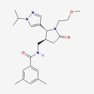 molecular formula C23H32N4O3 B6868361 N-[[(2R,3S)-1-(2-methoxyethyl)-5-oxo-2-(1-propan-2-ylpyrazol-4-yl)pyrrolidin-3-yl]methyl]-3,5-dimethylbenzamide 
