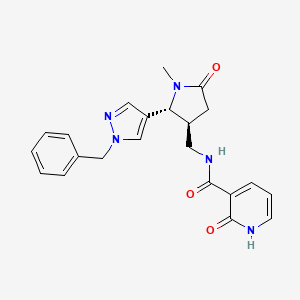 molecular formula C22H23N5O3 B6868398 N-[[(2R,3S)-2-(1-benzylpyrazol-4-yl)-1-methyl-5-oxopyrrolidin-3-yl]methyl]-2-oxo-1H-pyridine-3-carboxamide 