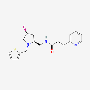 molecular formula C18H22FN3OS B6868431 N-[[(2S,4S)-4-fluoro-1-(thiophen-2-ylmethyl)pyrrolidin-2-yl]methyl]-3-pyridin-2-ylpropanamide 