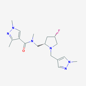 molecular formula C17H25FN6O B6868445 N-[[(2S,4S)-4-fluoro-1-[(1-methylpyrazol-4-yl)methyl]pyrrolidin-2-yl]methyl]-N,1,3-trimethylpyrazole-4-carboxamide 