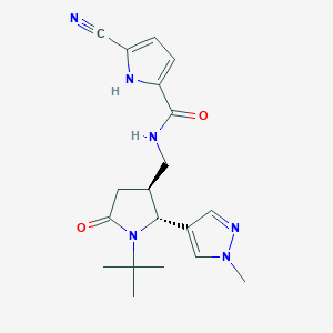 molecular formula C19H24N6O2 B6868458 N-[[(2R,3S)-1-tert-butyl-2-(1-methylpyrazol-4-yl)-5-oxopyrrolidin-3-yl]methyl]-5-cyano-1H-pyrrole-2-carboxamide 