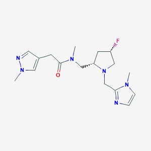 molecular formula C17H25FN6O B6868484 N-[[(2S,4S)-4-fluoro-1-[(1-methylimidazol-2-yl)methyl]pyrrolidin-2-yl]methyl]-N-methyl-2-(1-methylpyrazol-4-yl)acetamide 