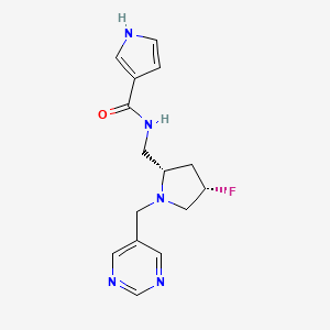 molecular formula C15H18FN5O B6868491 N-[[(2S,4S)-4-fluoro-1-(pyrimidin-5-ylmethyl)pyrrolidin-2-yl]methyl]-1H-pyrrole-3-carboxamide 