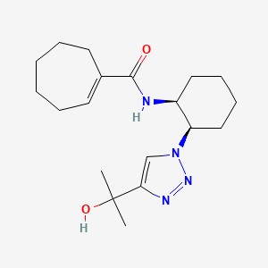 molecular formula C19H30N4O2 B6868493 N-[(1S,2R)-2-[4-(2-hydroxypropan-2-yl)triazol-1-yl]cyclohexyl]cycloheptene-1-carboxamide 