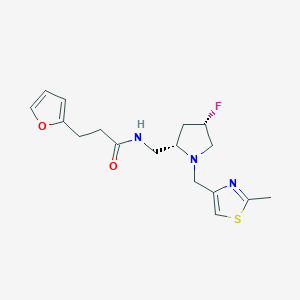 molecular formula C17H22FN3O2S B6868499 N-[[(2S,4S)-4-fluoro-1-[(2-methyl-1,3-thiazol-4-yl)methyl]pyrrolidin-2-yl]methyl]-3-(furan-2-yl)propanamide 