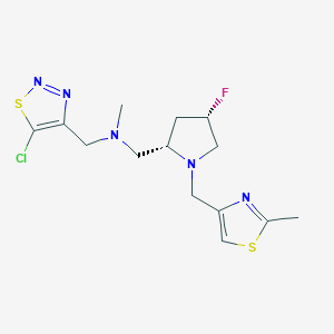 molecular formula C14H19ClFN5S2 B6868503 N-[(5-chlorothiadiazol-4-yl)methyl]-1-[(2S,4S)-4-fluoro-1-[(2-methyl-1,3-thiazol-4-yl)methyl]pyrrolidin-2-yl]-N-methylmethanamine 